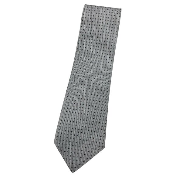 TINO COSMA Men's 100% Silk Necktie LUXURY Tie Gray Geometric W:3.6" EUC - Picture 1 of 4